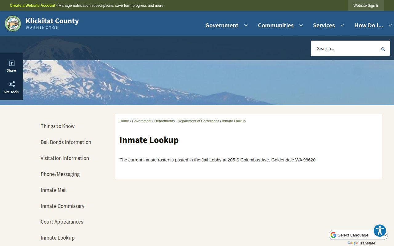 Klickitat County official inmate lookup notice
